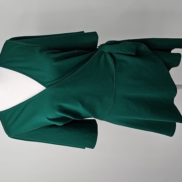 Eloquii Sz:16 Forest Green Flutter Sleeve Wrap Peplum Top Cottagecore Coquette - Picture 7 of 16